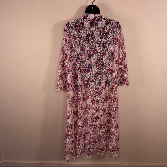 LARGE LULAROE PINK FLORAL LACE SHRUG FLOWY OPEN FRONT - Picture 9 of 11